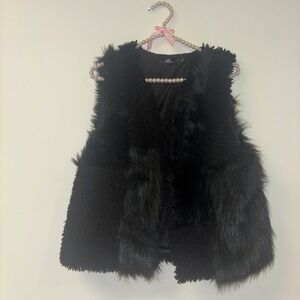 BKE Buckle Vest Sz Med Outerwear Faux Fur Luxury Mob Black Hippie Boho Steampunk